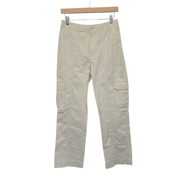 Abercrombie & Fitch‎ White High Waist Straight Leg Cargo Trousers Pants Size 27 - Picture 1 of 12